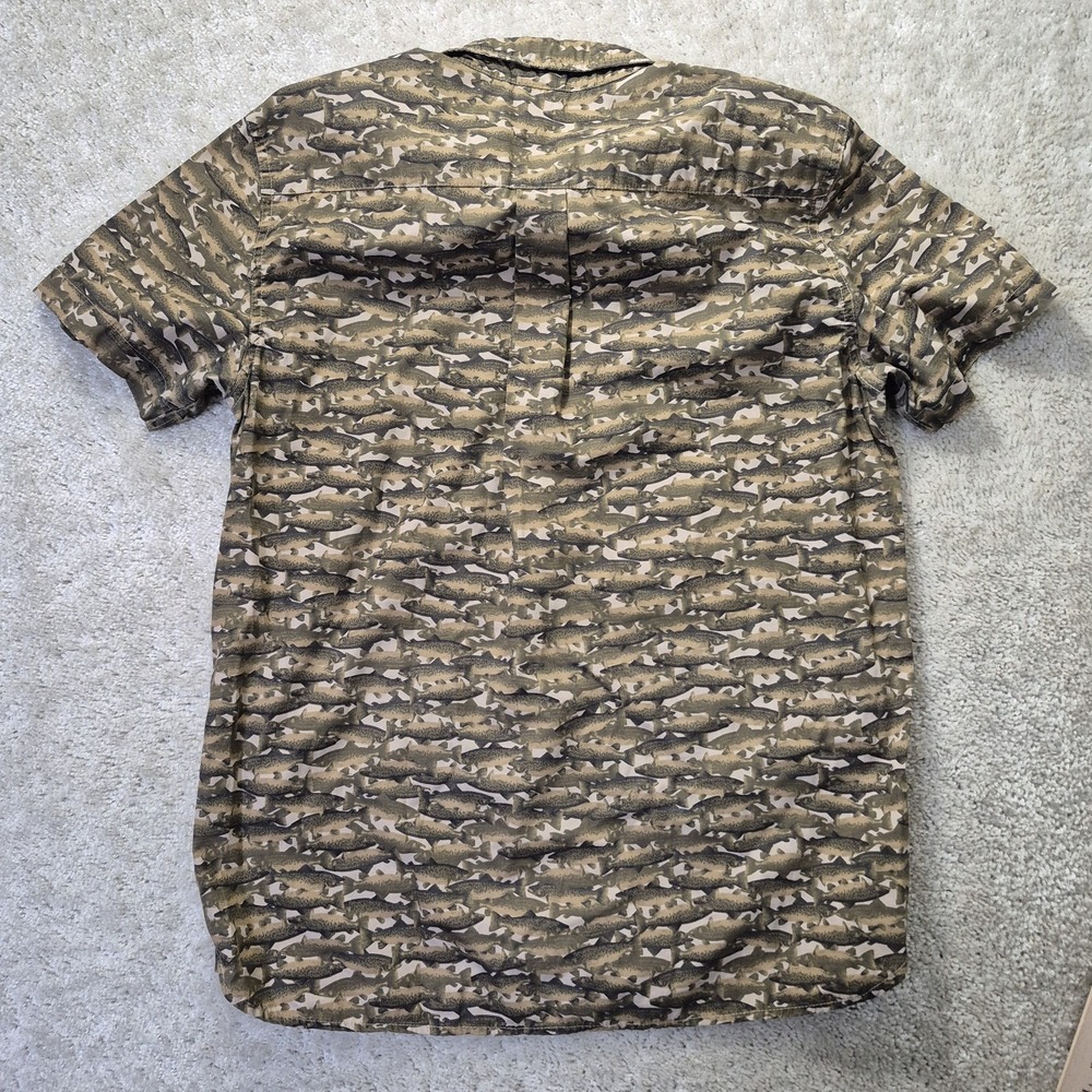 North Face Shirt Men Large Camo Fish Print AOP Button Up Outdoor Fishing Camp - Picture 9 of 9